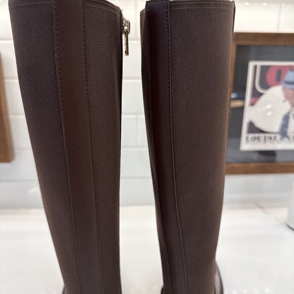 $275 COACH Faith Knee-High Lug Sole Leather Riding Boot Black New 5B - Picture 5 of 8